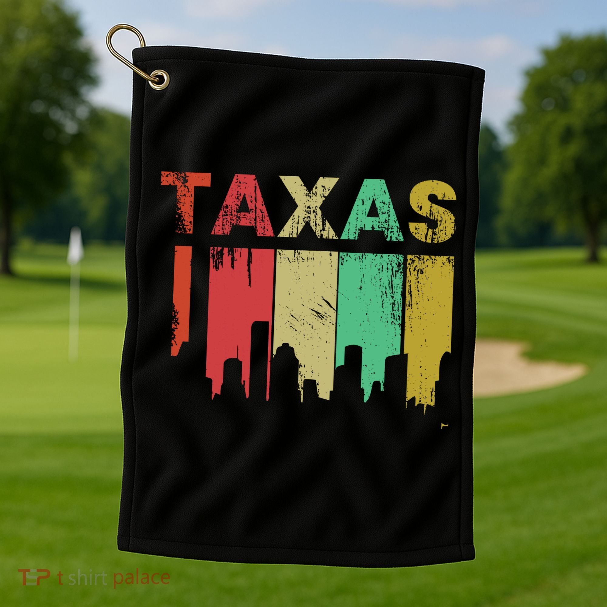 Texas Retro Drip Logo Golf Towel