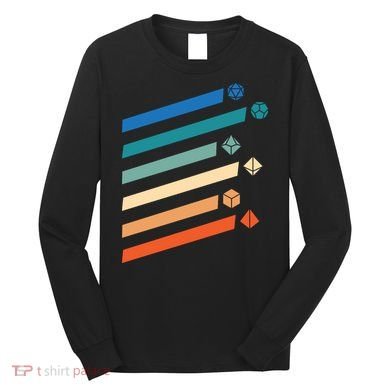 Tabletop RPG Dungeon Dice Retro Vintage D Dice Long Sleeve Shirt