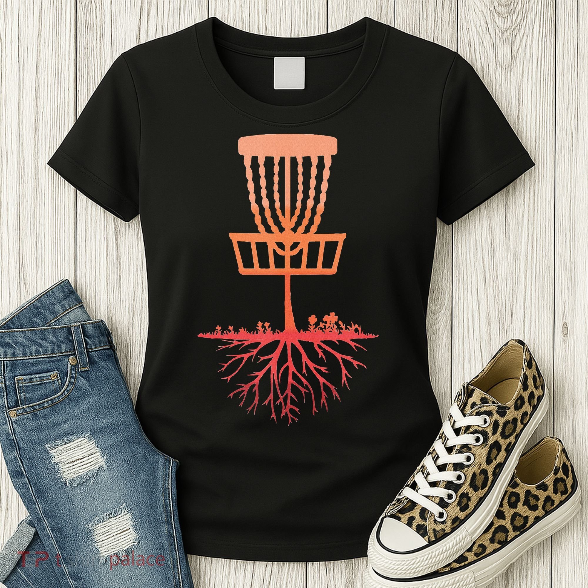 Tree Roots Disc Golf Basket Disc Golfing Frisbee Disc Golf Women's T-Shirt