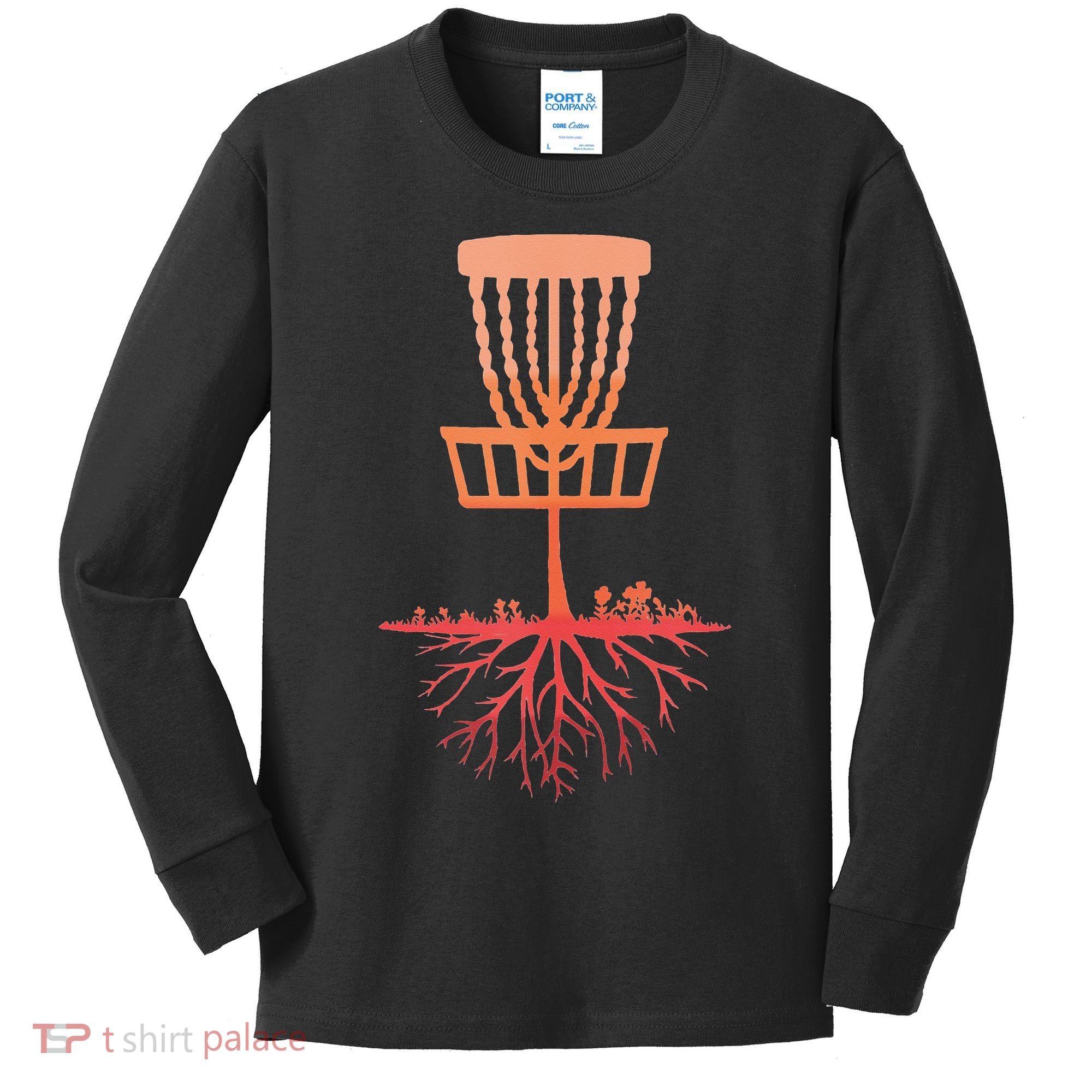 Tree Roots Disc Golf Basket Disc Golfing Frisbee Disc Golf Kids Long Sleeve Shirt