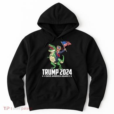 Trump Riding Dinosaur Save America Again Hoodie