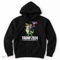 Trump Riding Dinosaur Save America Again Hoodie thumb 0