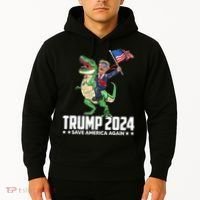Trump Riding Dinosaur Save America Again Hoodie thumb 2