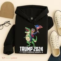 Trump Riding Dinosaur Save America Again Hoodie thumb 4