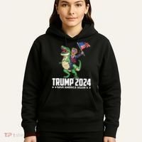 Trump Riding Dinosaur Save America Again Hoodie thumb 5
