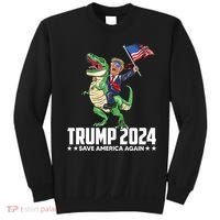Trump Riding Dinosaur Save America Again Sweatshirt thumb 0