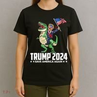 Trump Riding Dinosaur Save America Again T-Shirt thumb 4