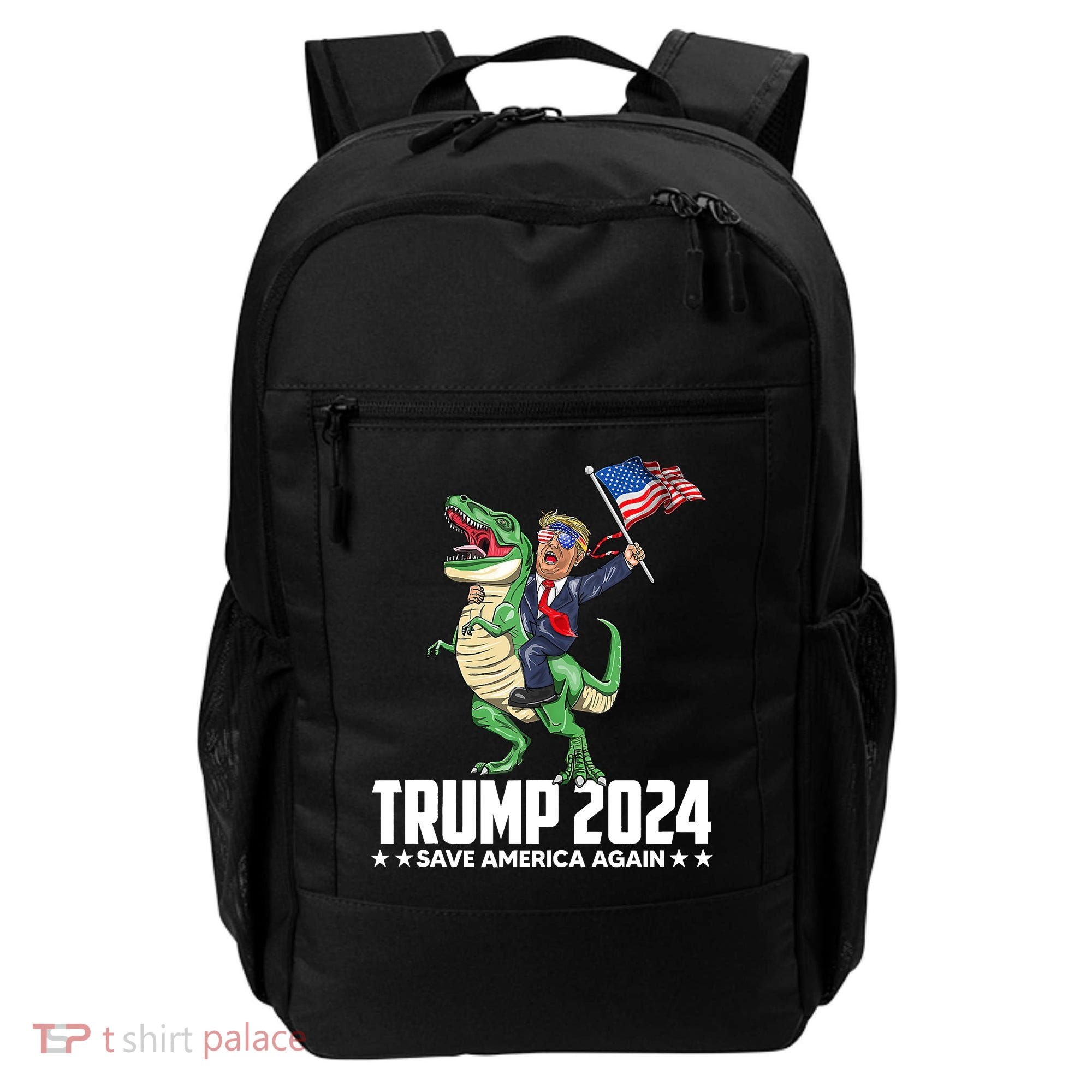Trump Riding Dinosaur Save America Again Backpack