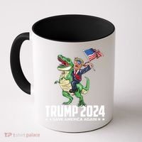 Trump Riding Dinosaur Save America Again Coffee Mug thumb 0
