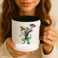 Trump Riding Dinosaur Save America Again Coffee Mug thumb 3