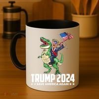 Trump Riding Dinosaur Save America Again Coffee Mug thumb 4