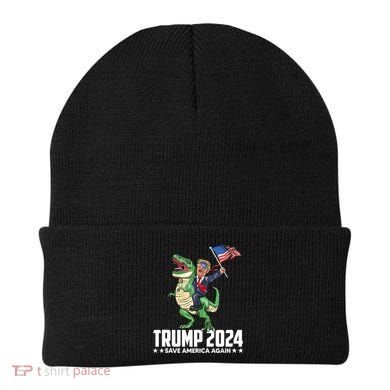 Trump Riding Dinosaur Save America Again Beanie