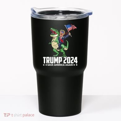 Trump Riding Dinosaur Save America Again Tumbler