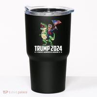 Trump Riding Dinosaur Save America Again Tumbler thumb 0