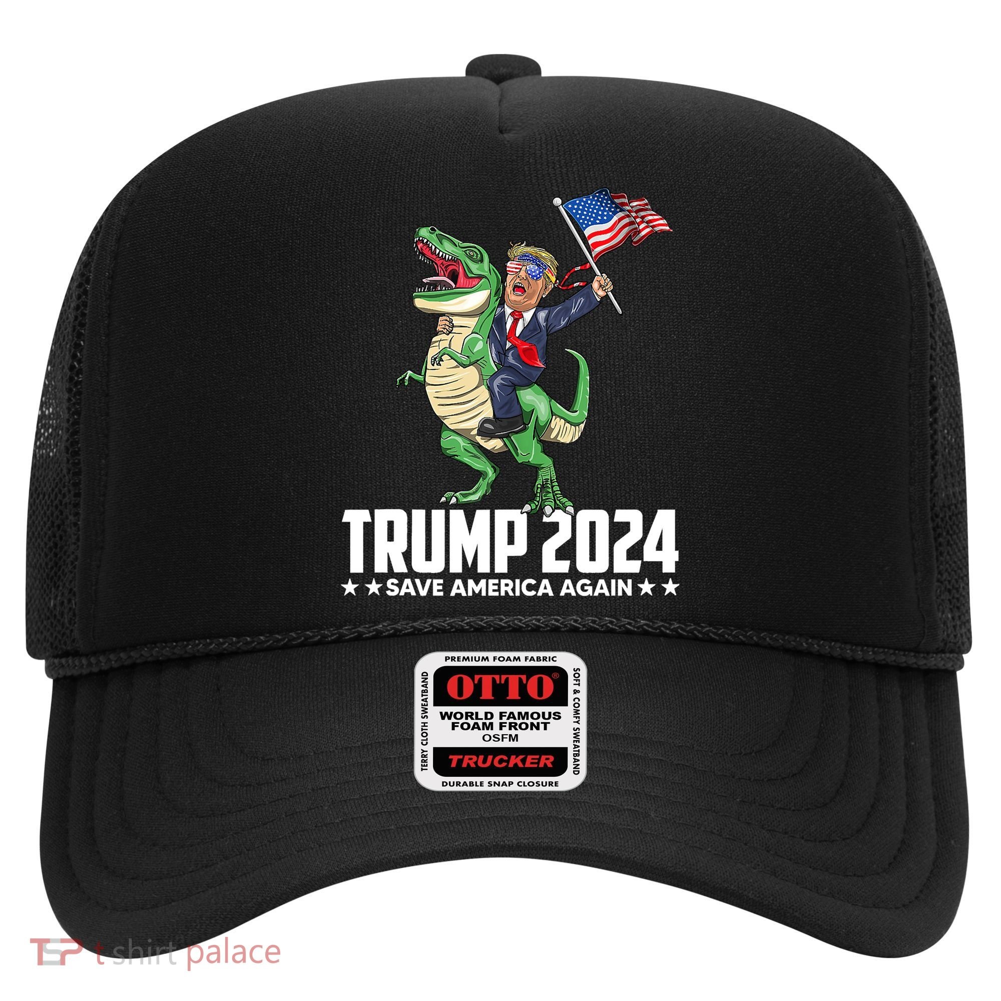 Trump Riding Dinosaur Save America Again Hat