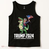 Trump Riding Dinosaur Save America Again Tank Top thumb 2