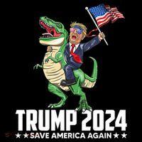 Trump Riding Dinosaur Save America Again Tank Top thumb 6