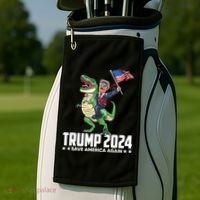 Trump Riding Dinosaur Save America Again Golf Towel thumb 2