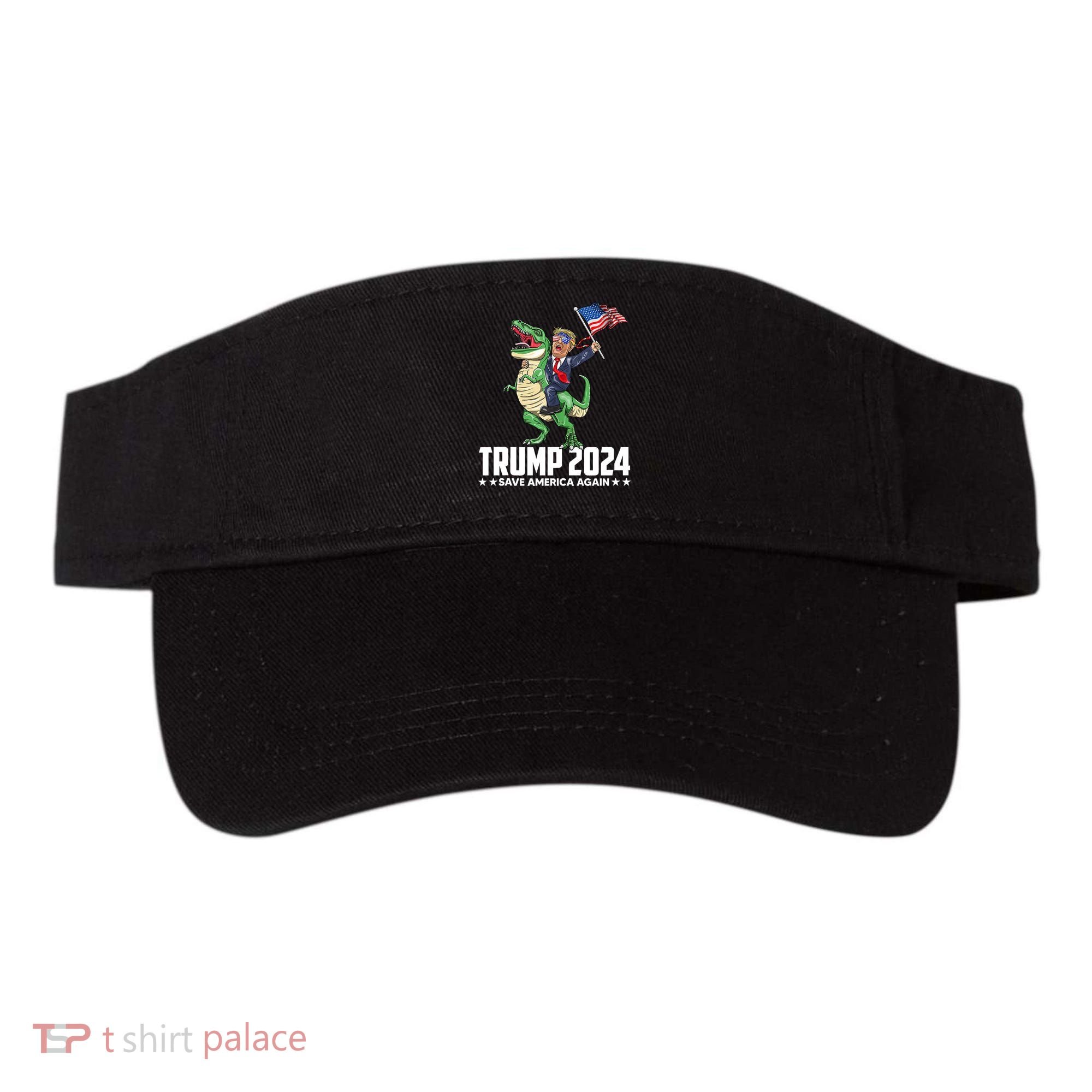 Trump Riding Dinosaur Save America Again Visor