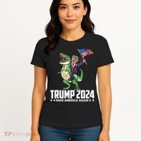 Trump Riding Dinosaur Save America Again Women's T-Shirt thumb 4
