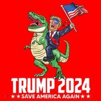 Trump Riding Dinosaur Save America Again Santa Hat thumb 1