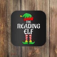 The Reading Elf Xmas Matching Christmas Family Pajama Coaster thumb 0