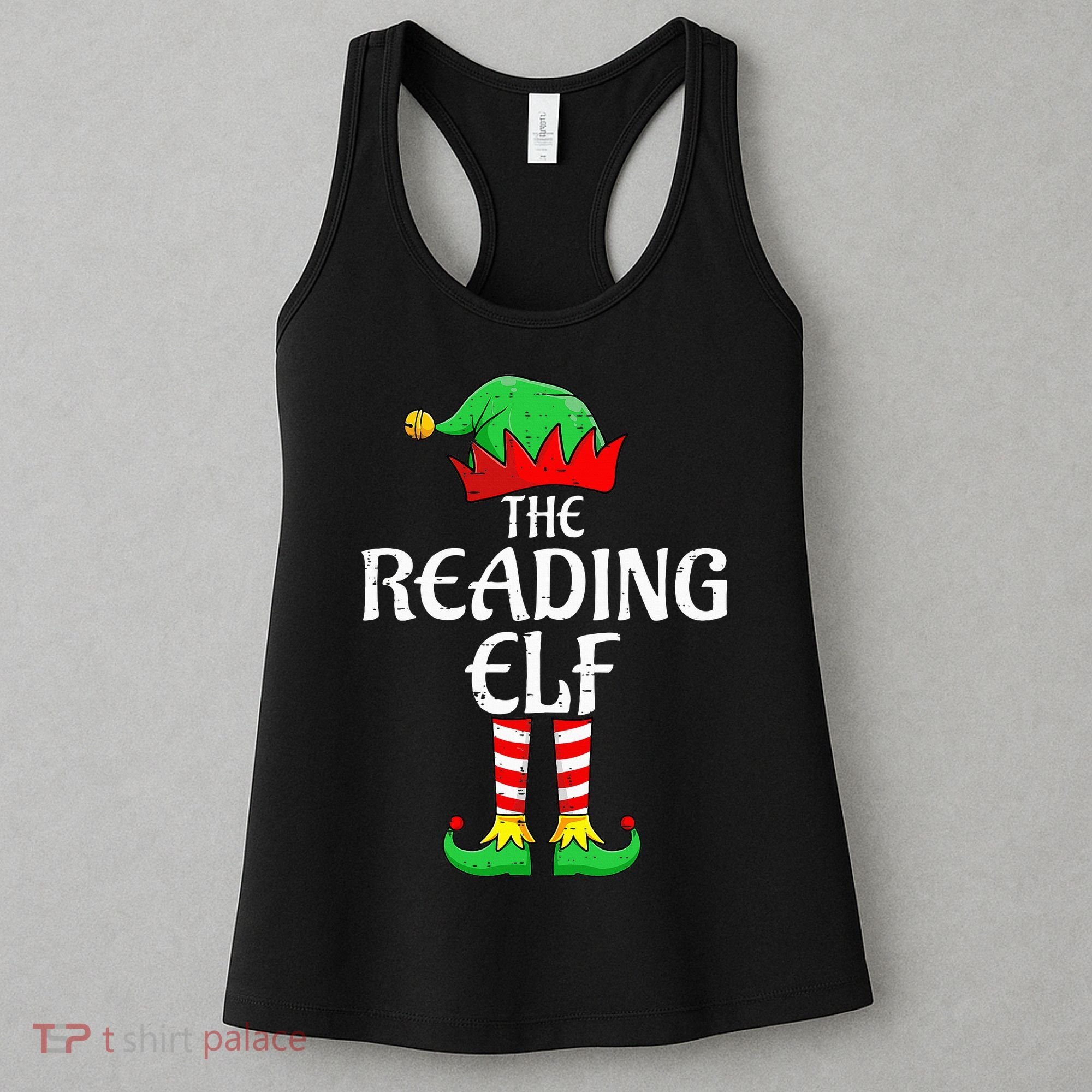 The Reading Elf Xmas Matching Christmas Family Pajama Women's Tank Top