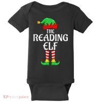 The Reading Elf Xmas Matching Christmas Family Pajama Baby Bodysuit thumb 0
