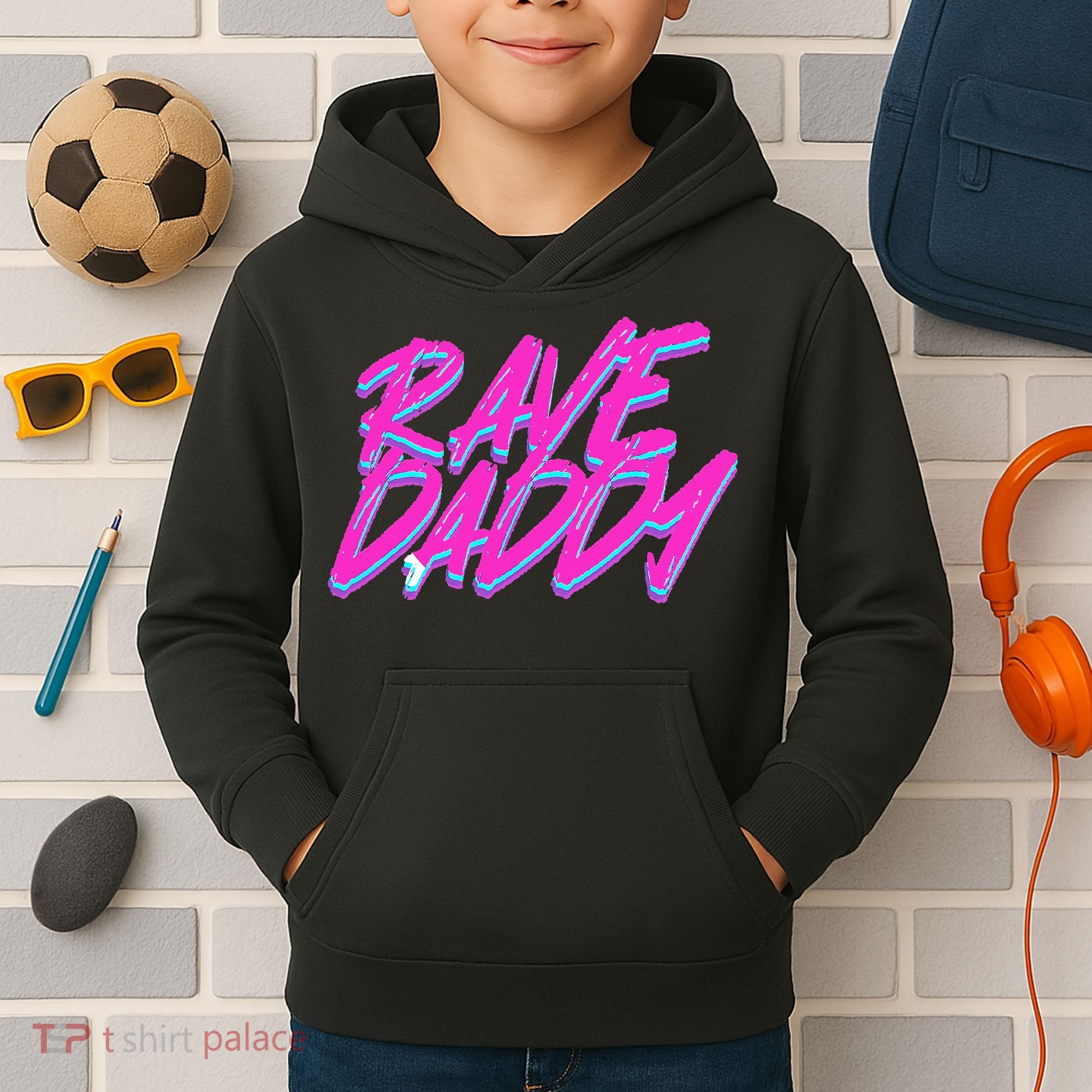 Techno Rave EDM Rave Daddy Kids Hoodie