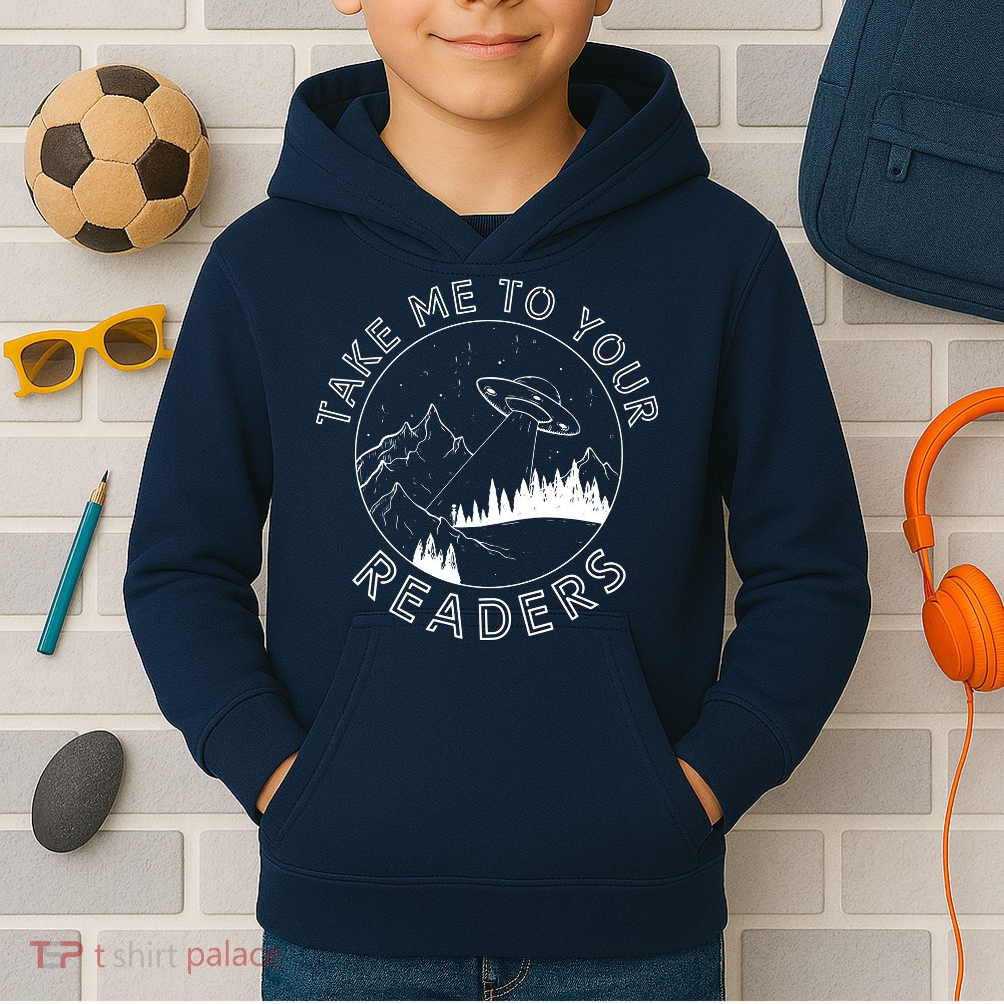 Take Reading English Teacher Library Alien Space Kids Hoodie