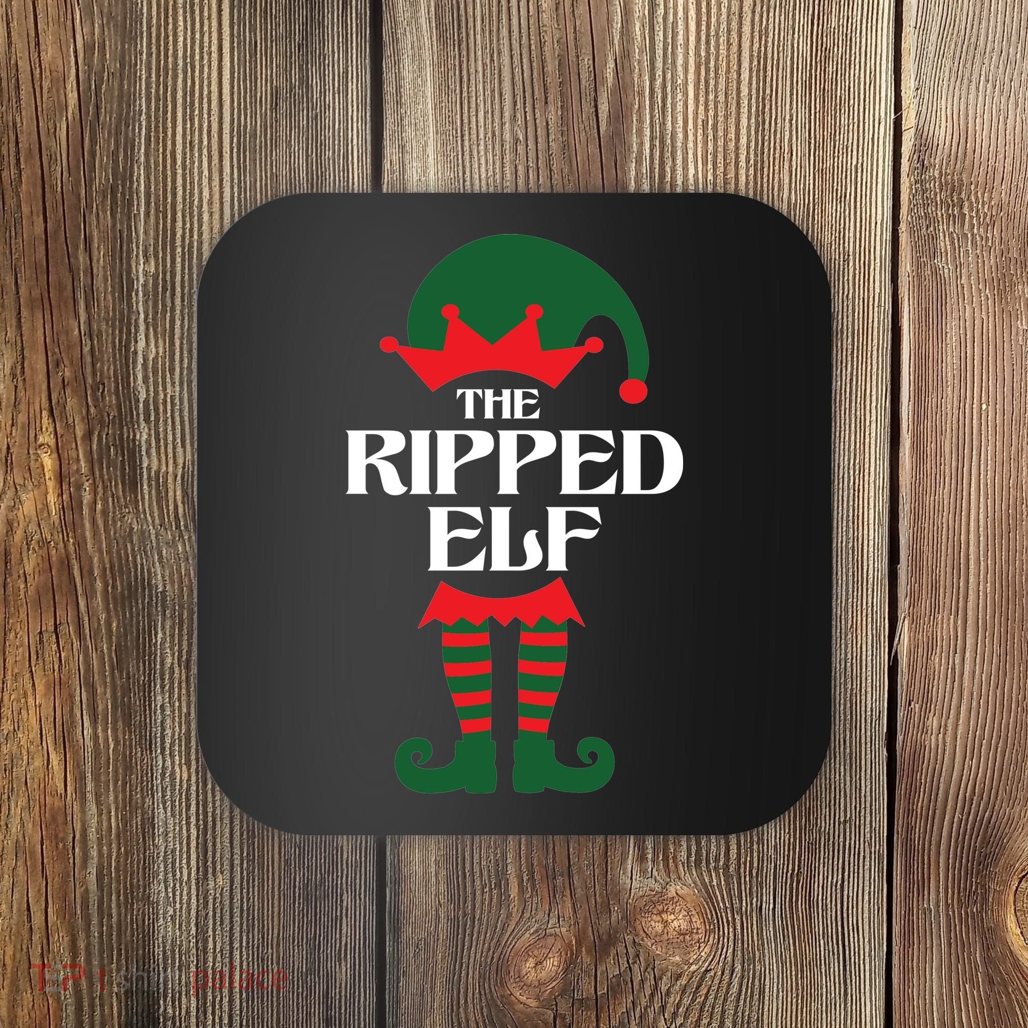 The Ripped Elf Funny Family Matching Christmas Coaster
