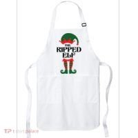 The Ripped Elf Funny Family Matching Christmas Apron thumb 0