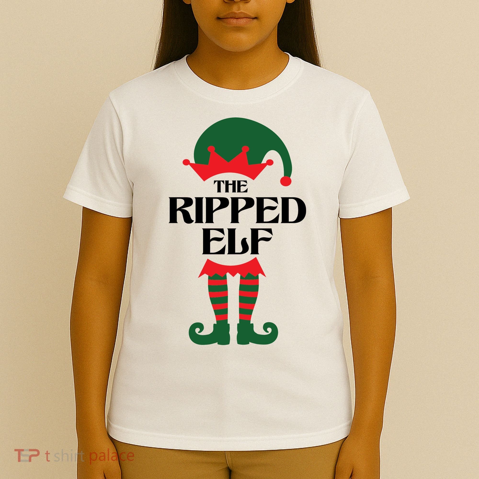 The Ripped Elf Funny Family Matching Christmas T-Shirt