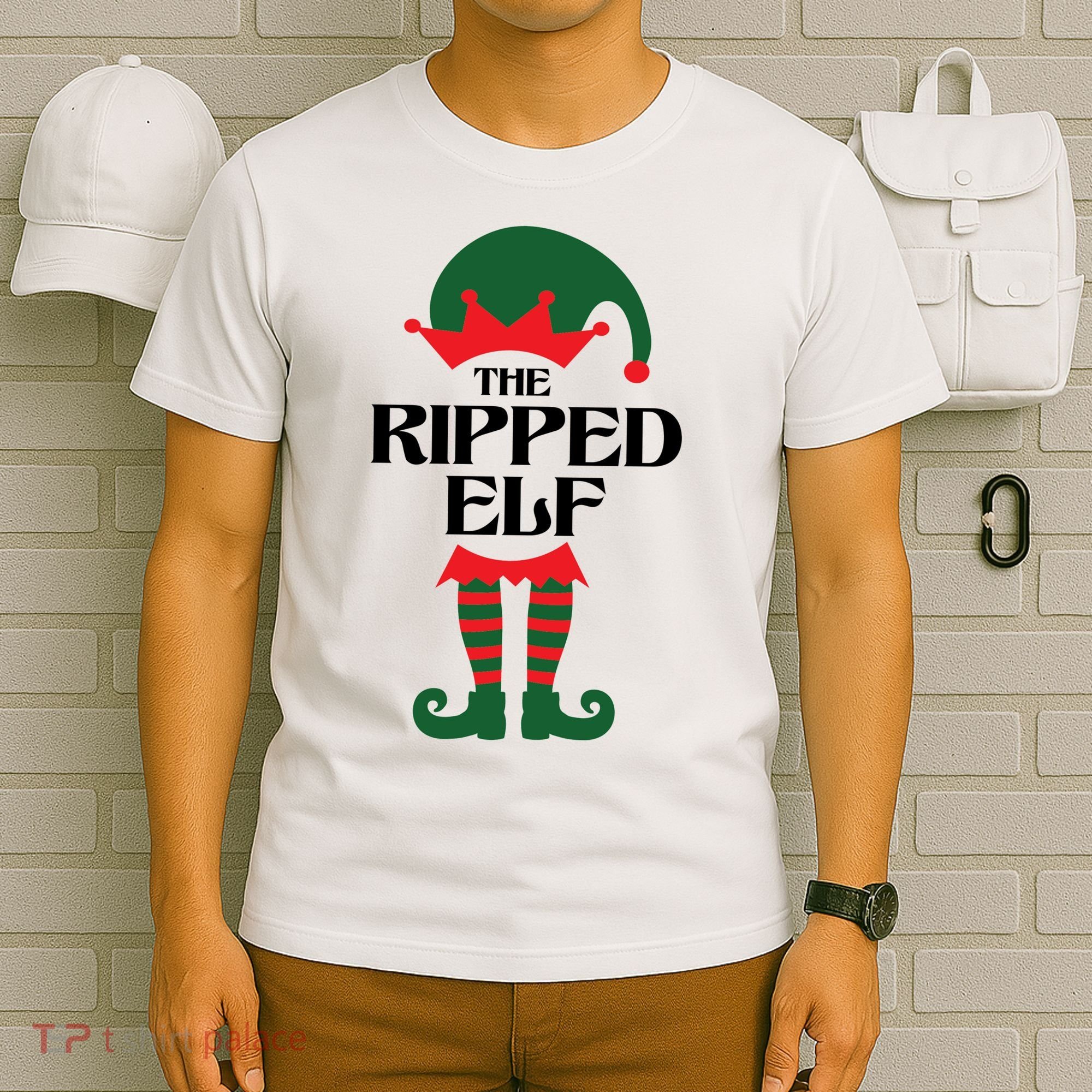 The Ripped Elf Funny Family Matching Christmas T-Shirt