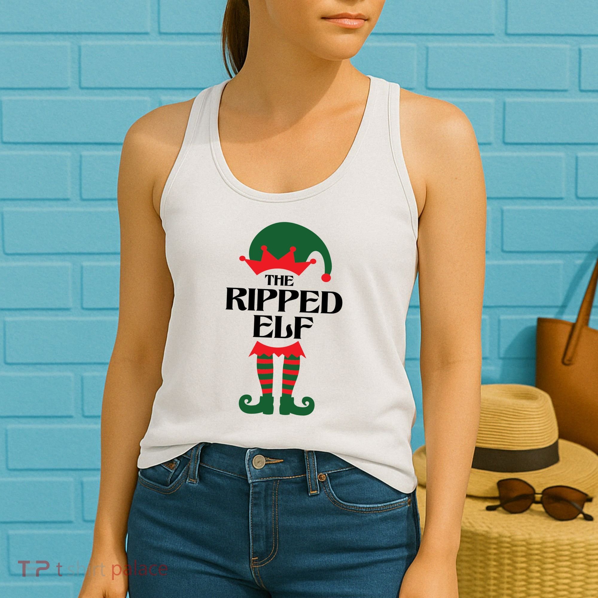 The Ripped Elf Funny Family Matching Christmas Women's Tank Top