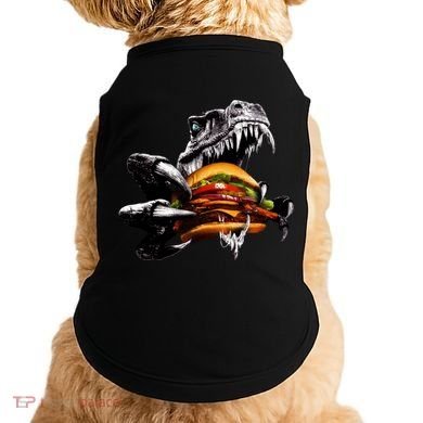 T Rex Eating Burger Doggie Tank