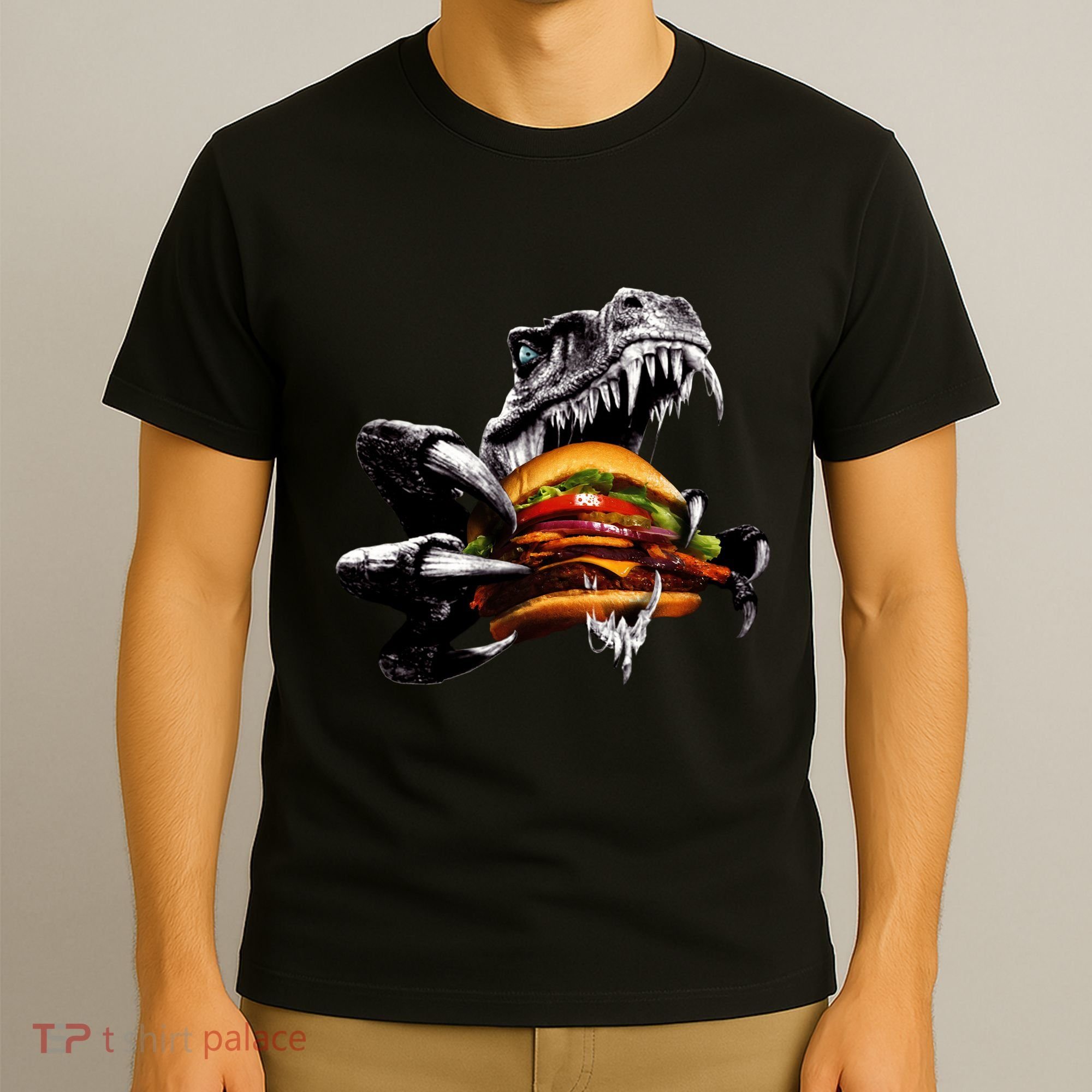 T Rex Eating Burger T-Shirt
