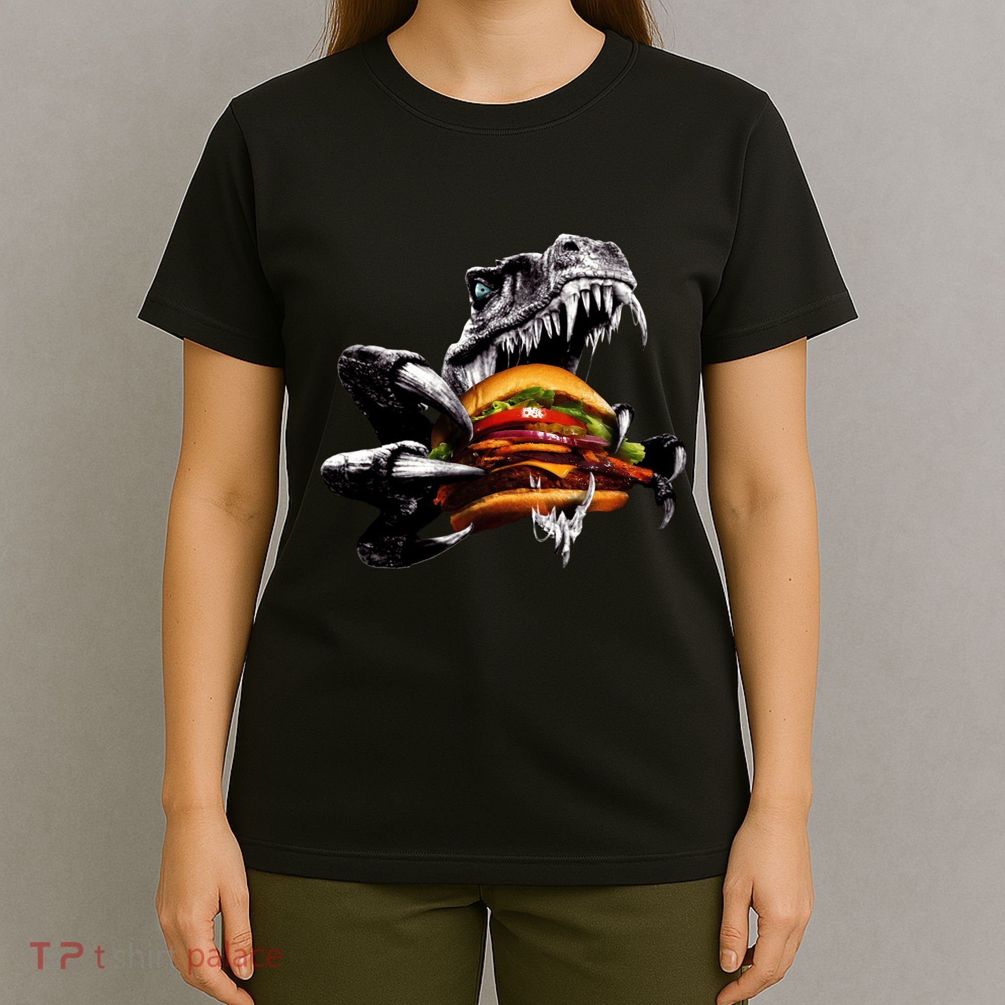 T Rex Eating Burger T-Shirt