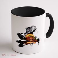 T Rex Eating Burger Coffee Mug thumb 1