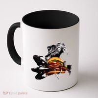 T Rex Eating Burger Coffee Mug thumb 0