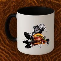 T Rex Eating Burger Coffee Mug thumb 2