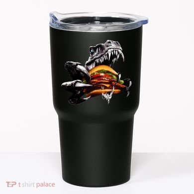 T Rex Eating Burger Tumbler