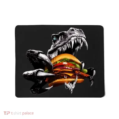 T Rex Eating Burger Mousepad