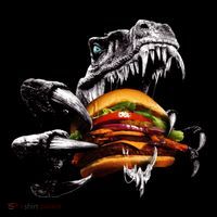 T Rex Eating Burger Mousepad thumb 1