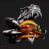 T Rex Eating Burger Women's Tank Top thumb 5