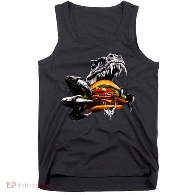 T Rex Eating Burger Tank Top