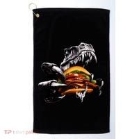T Rex Eating Burger Golf Towel thumb 0