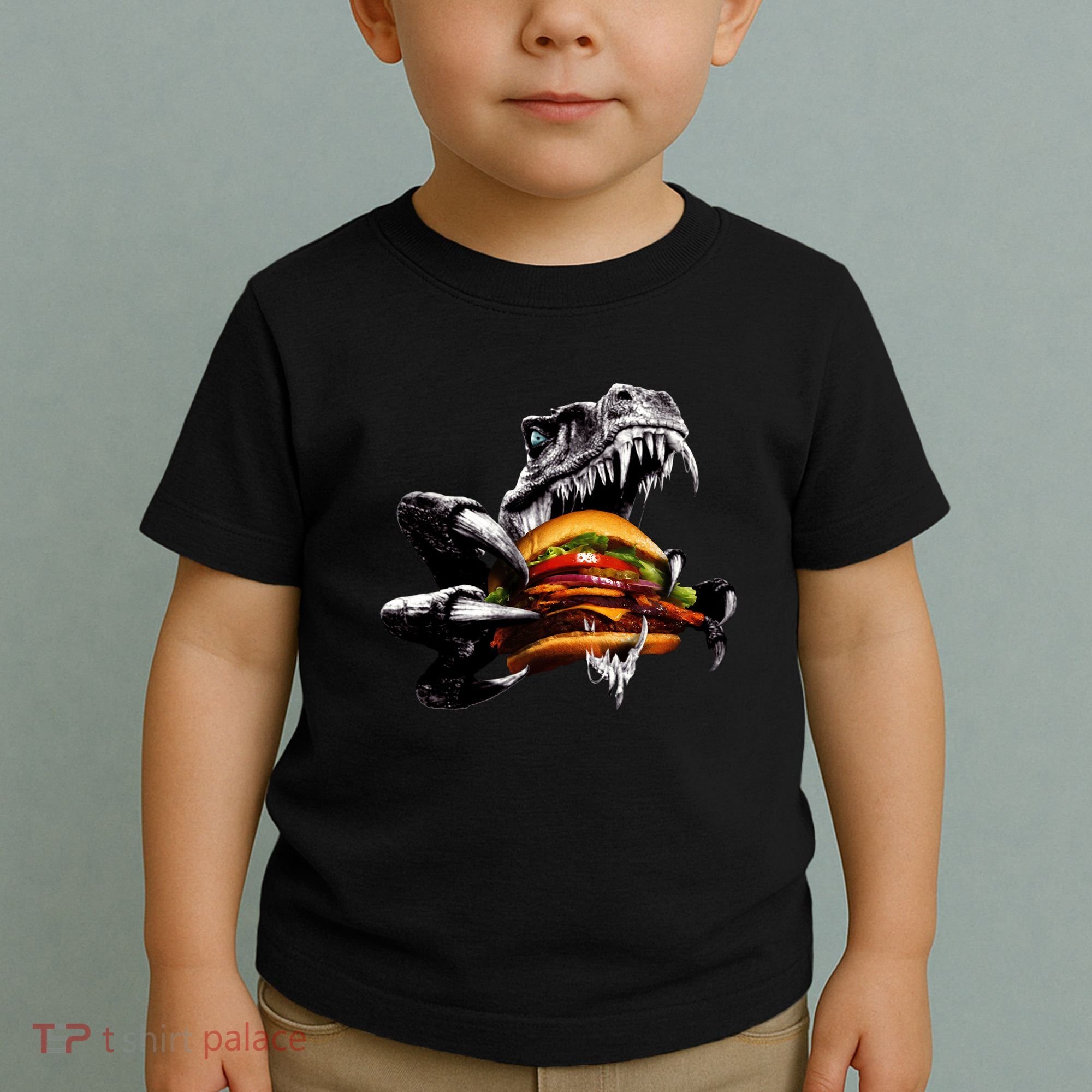 T Rex Eating Burger Toddler T-Shirt