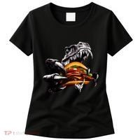 T Rex Eating Burger Women's T-Shirt thumb 0