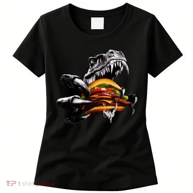 T Rex Eating Burger Women's T-Shirt